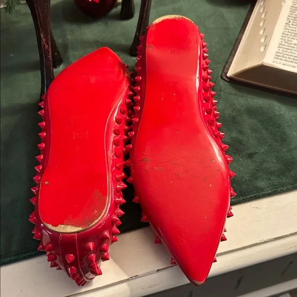 Christian Louboutin Candy Apple Red Spike Flats 38 - Picture 6 of 9